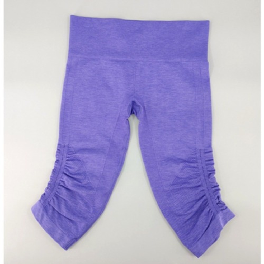 Lululemon‎ Crop Leggings 6 Purple In The Flow Ruched Sides Seamless Yoga - Picture 9 of 12